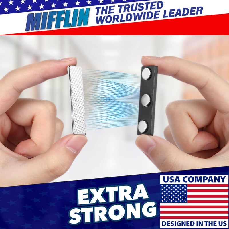 MIFFLIN ميفلين-الولايات المتحدة - مغناطيس علامات الاسم - 10 عبوة، 1.75 × 0.5 بوصة - حامل بطاقة هوية متميز مع 3 مغناطيسات نيديميوم قوية إضافية - Image 2